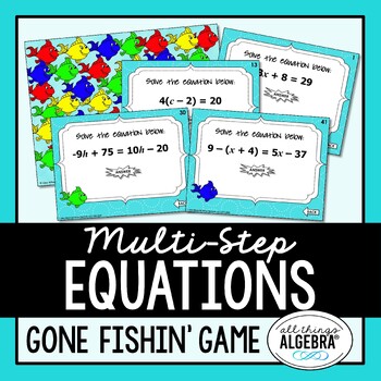Preview of Multi-Step Equations | Gone Fishin' Game