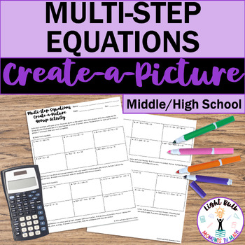 Preview of Solving Multi-Step Equations Group Activity (Create-a-Picture)