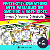 Multi Step Equations Guided Notes & Doodles | Variables On