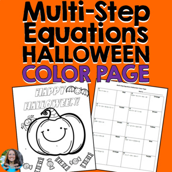 Preview of Multi-Step Equations Halloween Color Page Activity