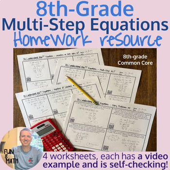 Multi-Step Equations Homework Resource by Fun in 8th Grade Math