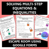 Multi Step Equations Inequalities Digital Escape Room