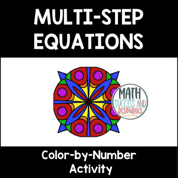 Preview of Solving Multi-Step Equations Mandala Math Color by Number Activity