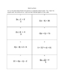 Multi-Step Equations Matching Activity