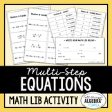 Multi-Step Equations | Math Lib Activity