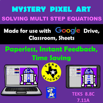 Preview of Multi-Step Equations – Mystery Pixel Art