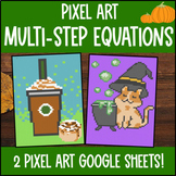 Multi Step Equations Pixel Art | Combine Like Term & Distr