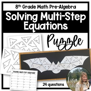 Preview of Multi Step Equations Puzzle Activity for Halloween