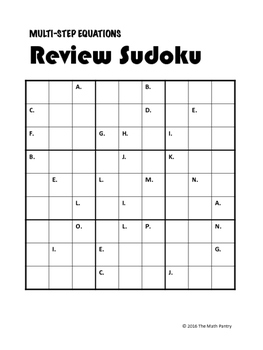 Multi-Step Equations - Review Sudoku by The Math Pantry | TpT