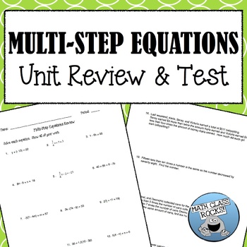 Preview of MULTI-STEP EQUATIONS REVIEW AND UNIT TEST