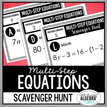 Preview of Multi-Step Equations | Scavenger Hunt