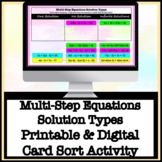 Multi Step Equations Solution Types Digital Card Sort
