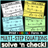 Multi-Step Equations Solve 'n Check! Math Tasks - print an