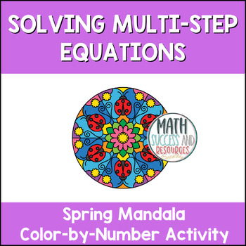 Preview of Multi-Step Equations Spring Insect Mandala Math Color by Number Activity