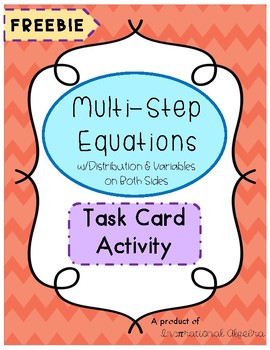 Preview of Multi-Step Equations Task Cards (w/distribution & variables both sides)