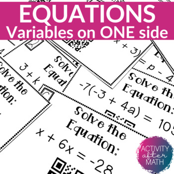 Preview of Multi-Step Equations Variables on ONE side Task Cards