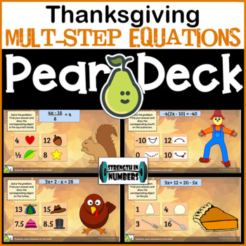 Preview of Multi-Step Equations Thanksgiving Digital Activity for Pear Deck/Google Slides
