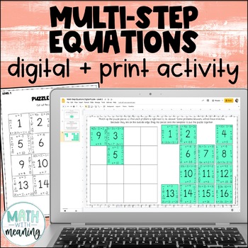 Preview of Multi-Step Equations Variable on One Side Digital and Print Puzzle Activity