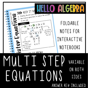 Preview of Multi-Step Equations (Variables on Both Sides) Foldable Notes for Interactive