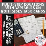 Multi Step Equations Variables on Both Sides TASK CARDS Id