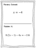 Multi-Step Equations (variable on one side) Scavenger Hunt