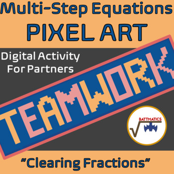Preview of Multi-Step Equations with Fractions | PARTNER PIXEL ART | DISTANCE LEARNING