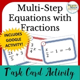 Multi-Step Equations with Fractions TASK CARD Activity Pri