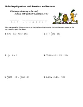 Multi Step Equations Fractions Teaching Resources Teachers Pay