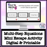 Multi Step Equations with Variables on Both Sides Mini Esc