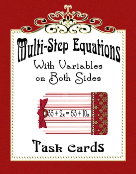 Preview of Multi-Step Equations with Variables on Both Sides Task Cards