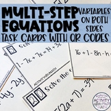 Multi-Step Equations with Variables on Both Sides Task Cards with QR Codes