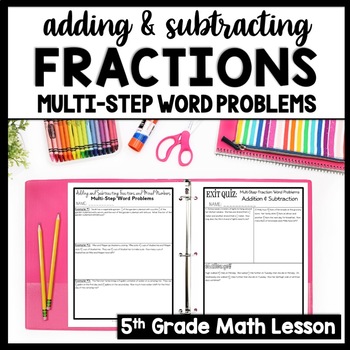 Preview of 5th Grade Multi Step Word Problems: 2 Step Adding & Subtracting Fractions Review
