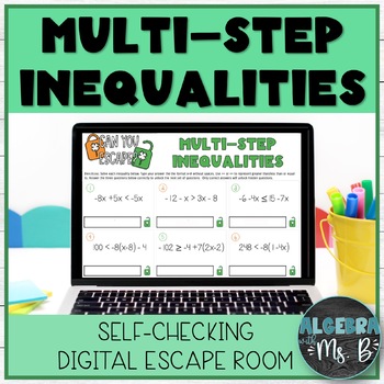 Preview of Multi-Step Inequalities Digital Escape Room Activity