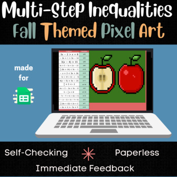 Preview of Multi-Step Inequalities - Fall and Thanksgiving Themed Pixel Art