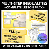 Multi Step Inequalities Lesson Pack PLUS Error Analysis Activity