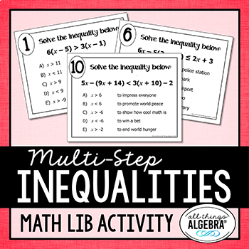 Preview of Multi-Step Inequalities | Math Lib Activity