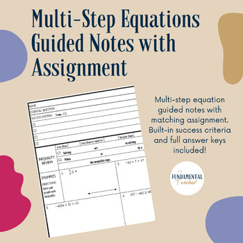 Preview of Multi-Step Inequalities - Notes and Assignment