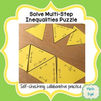 Solve Multi-Step Inequalities Puzzle by Math Dyal | TPT