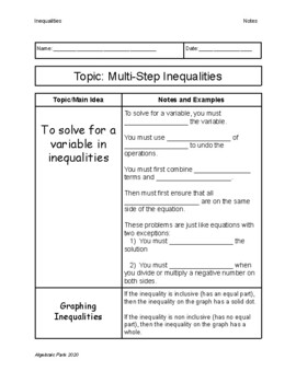 Preview of Multi-Step Inequalities Quick Guided Notes