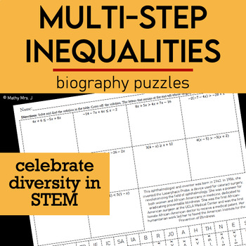 Preview of Multi-Step Inequalities Variables on Both Sides- Black History Math Worksheet
