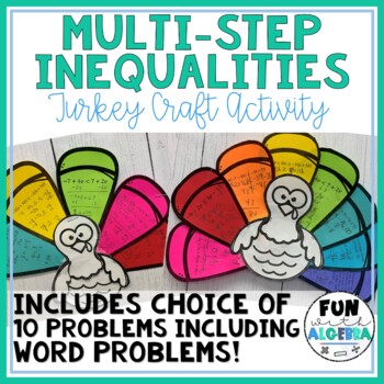 Preview of Solving Multi-Step Inequalities Turkey Craft Thanksgiving Math Activity