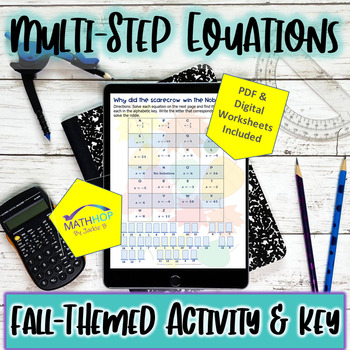 Preview of Multi-Step Linear Equations Fall Themed Activity