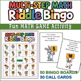 Multi-Step Math Riddle Bingo | Math Problem Solving Game Fun | Math Activity