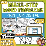 Multi-Step Math Word Problems Task Cards Print and Digital Math Stories Set 2