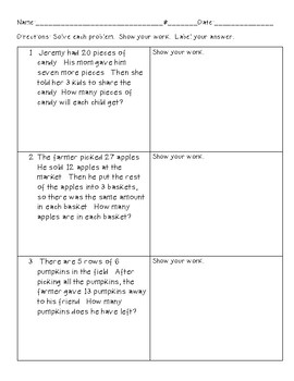 Multi-Step Math Word Problems by Gretchen Tringali | TPT