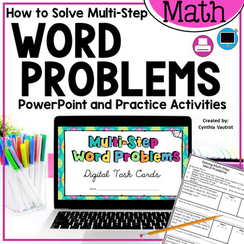 Preview of Multi-Step Math Word Problems Print and Digital | Google Slides