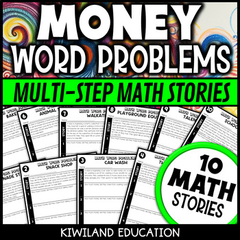 Preview of Multi-Step Money Word Problem Worksheets with Financial Literacy Story Problems