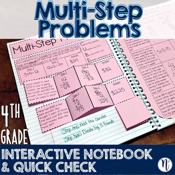 Preview of Multi-Step Problem Solving Interactive Notebook Activity & Quick Check TEKS 4.4H