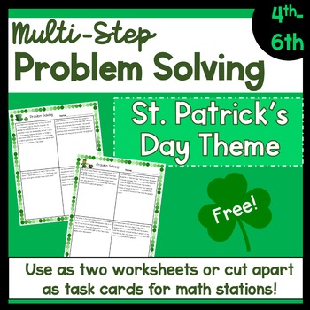 Preview of Multi Step Problem Solving | Free St. Patrick's Day Math Worksheet