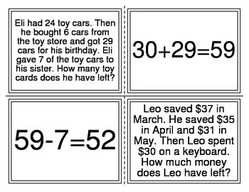 Preview of Multi-Step Word Problem Number Sentence Matching Activity (TEK 2.4C)